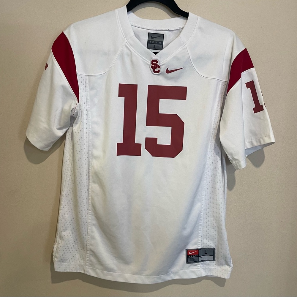 USC Trojans football jersey #16, youth Large white with red letters, NIKE